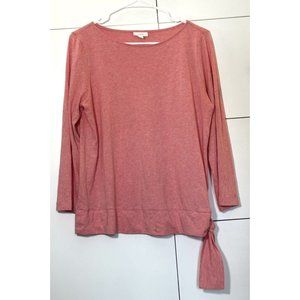 Pure J. Jill Heather Pink Blouse Waist Tie 3/4 Sleeve Cotton Modal Casual Medium